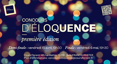 Affiche du premier concours d'Eloquence du Cours Florent